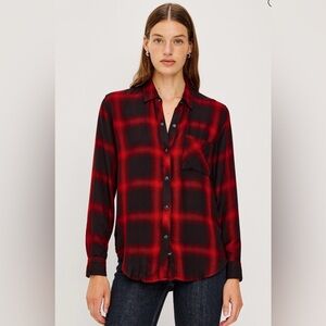Rails Hunter Diffused Cardinal Red and Black Plaid Snap Sz Small